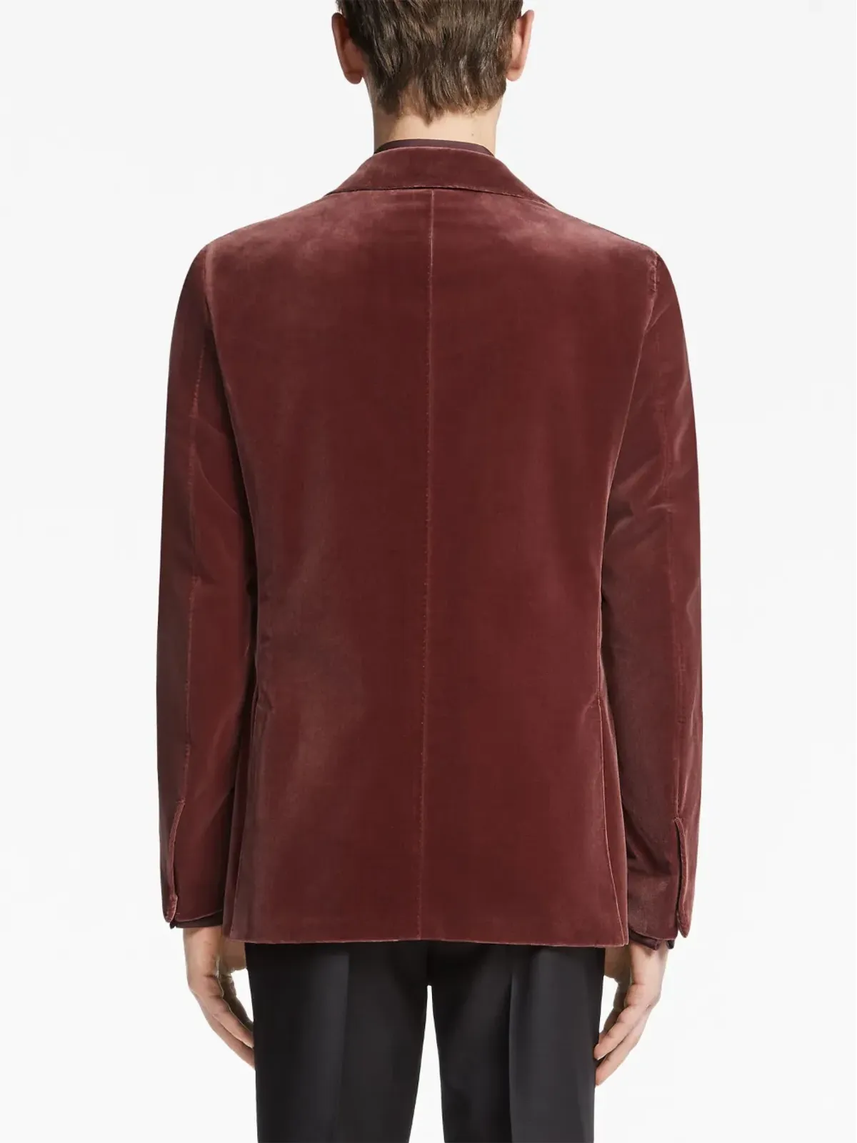 Zegna ベルベット調シングルブレストブレザー（レッド） - 画像4