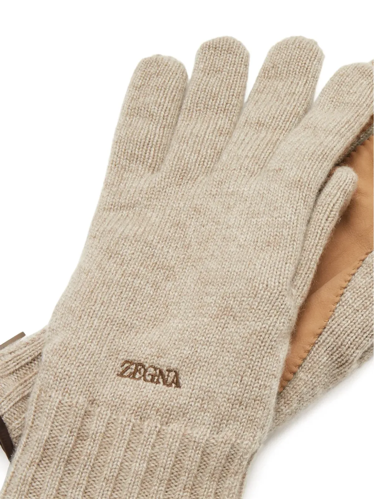 Zegna ロゴ刺繍カシミヤ手袋 - 画像2