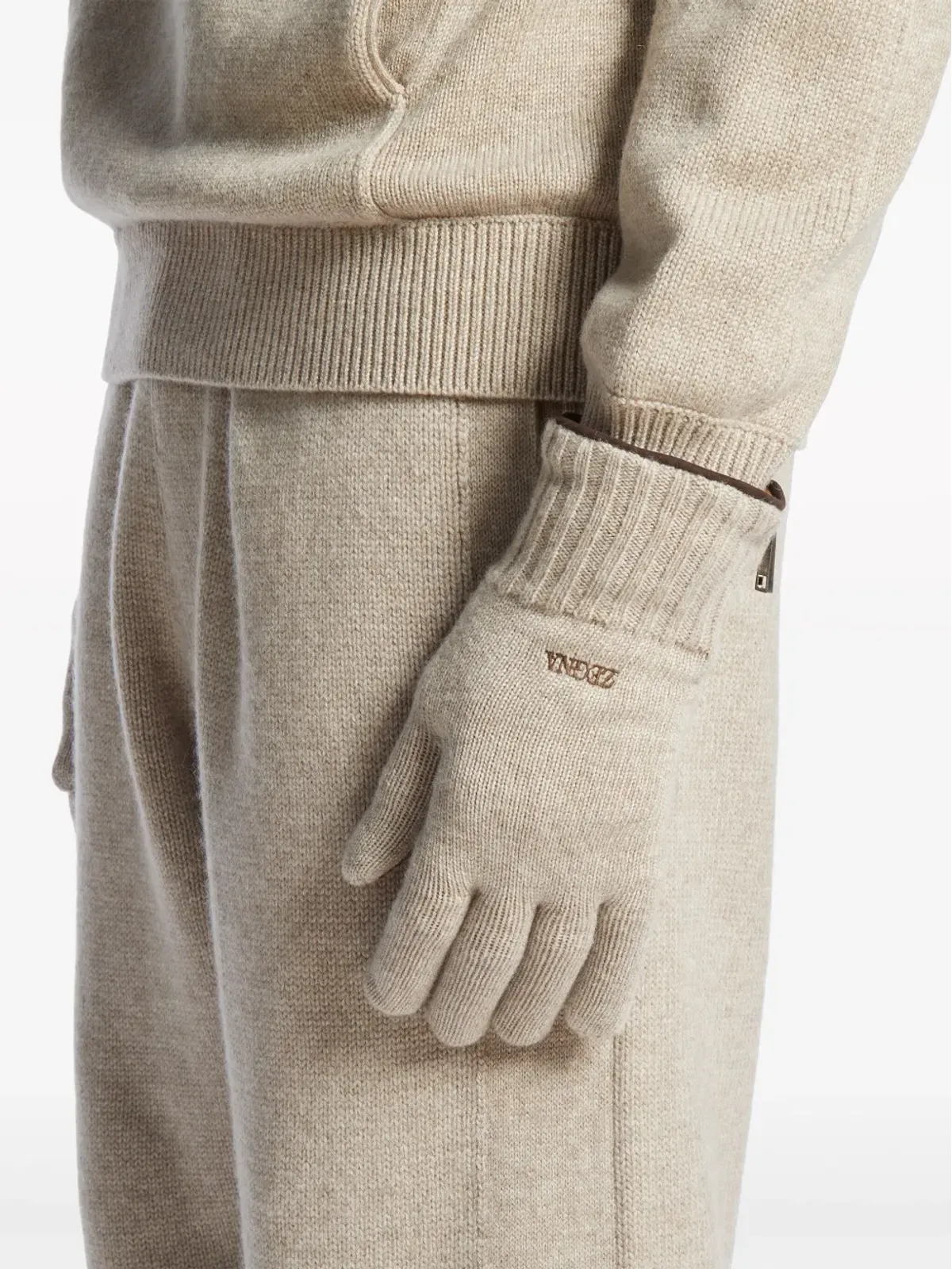 Zegna ロゴ刺繍カシミヤ手袋 - 画像3