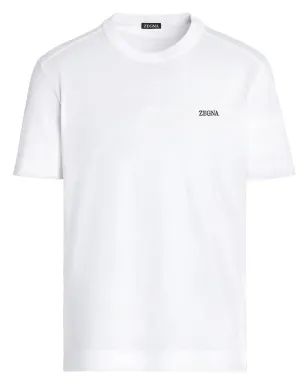 Zegna ロゴ刺繍入り コットン Tシャツ - White - サムネイル1