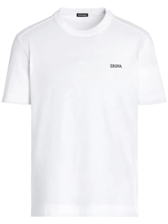 ZEGNA Zegna ロゴ刺繍入り コットン Tシャツ - Whiteの商品画像