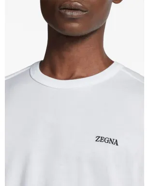 Zegna ロゴ刺繍入り コットン Tシャツ - White - サムネイル4