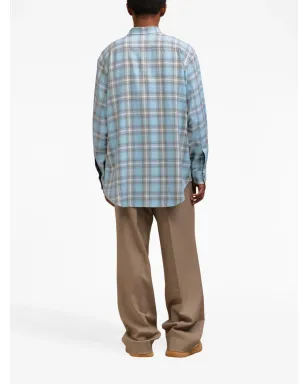 AMI Paris 長袖チェック柄ニットシャツ - Blue - サムネイル4