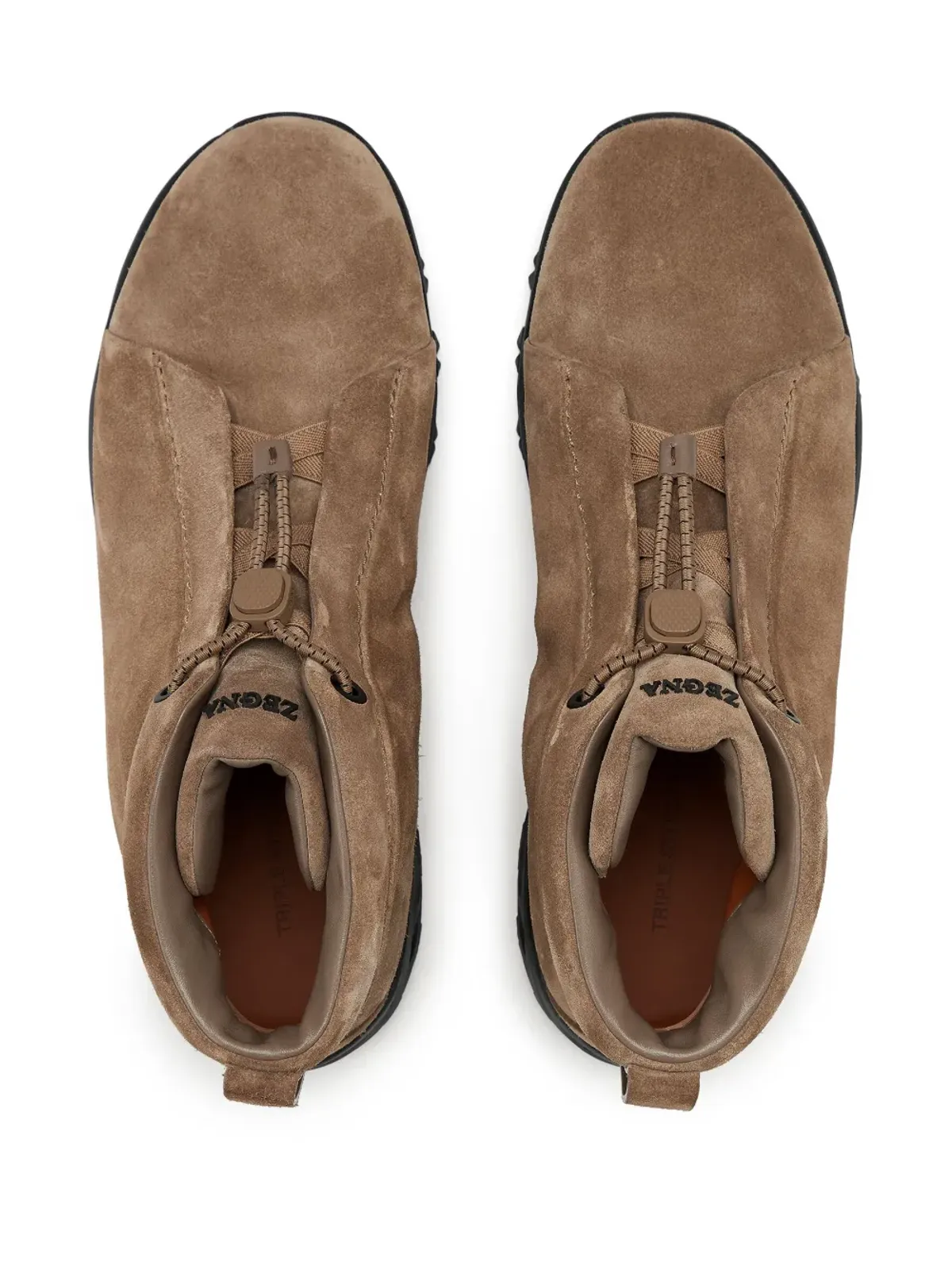 Zegna トリプルステッチ ヴェッタ スエード スニーカー ブラウン - 画像4