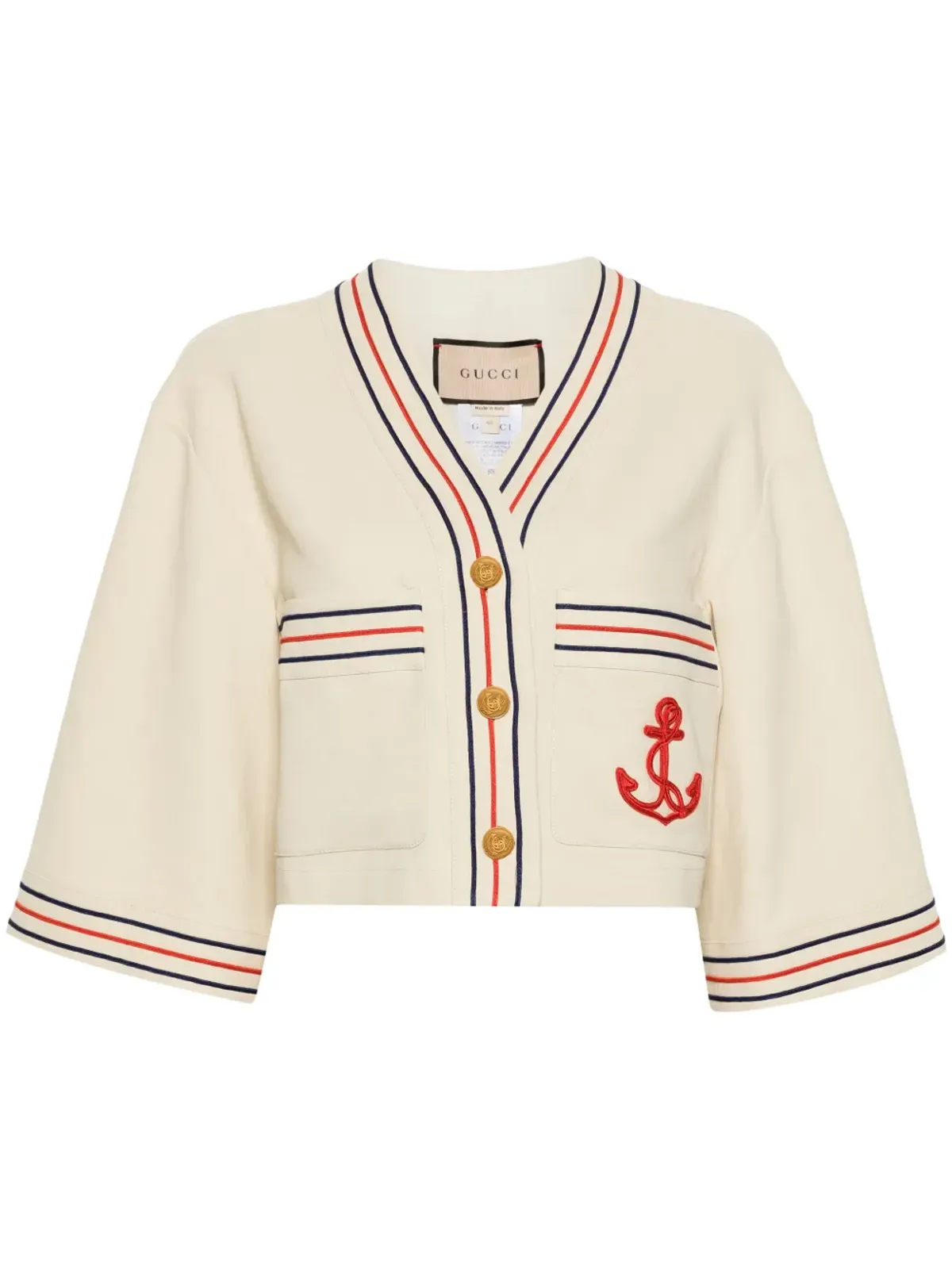 Gucci Anchor-appliqué cropped cardigan - Neutrals - 画像1
