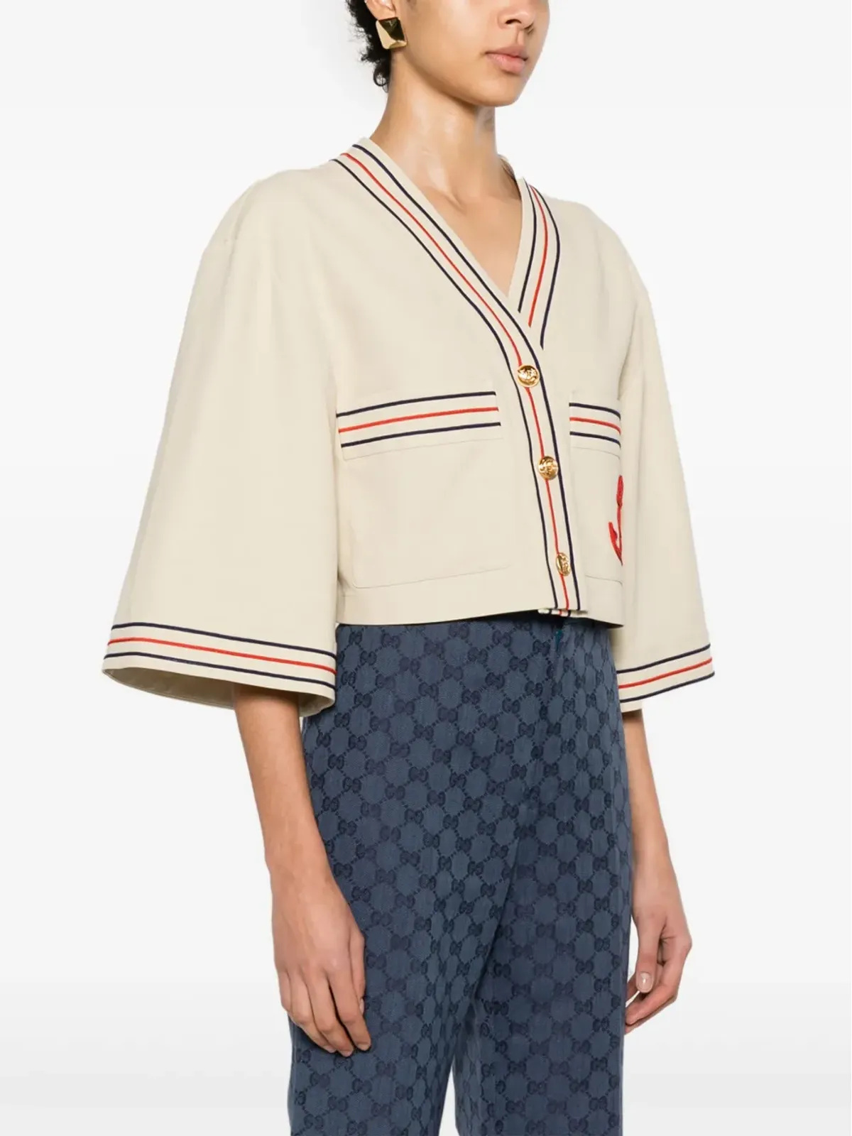 Gucci Anchor-appliqué cropped cardigan - Neutrals - 画像3