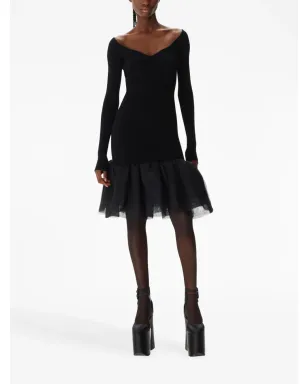 Nina Ricci ブラックのスウィートハートネック チュールパネル ドレス - サムネイル2