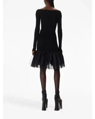 Nina Ricci ブラックのスウィートハートネック チュールパネル ドレス - サムネイル3