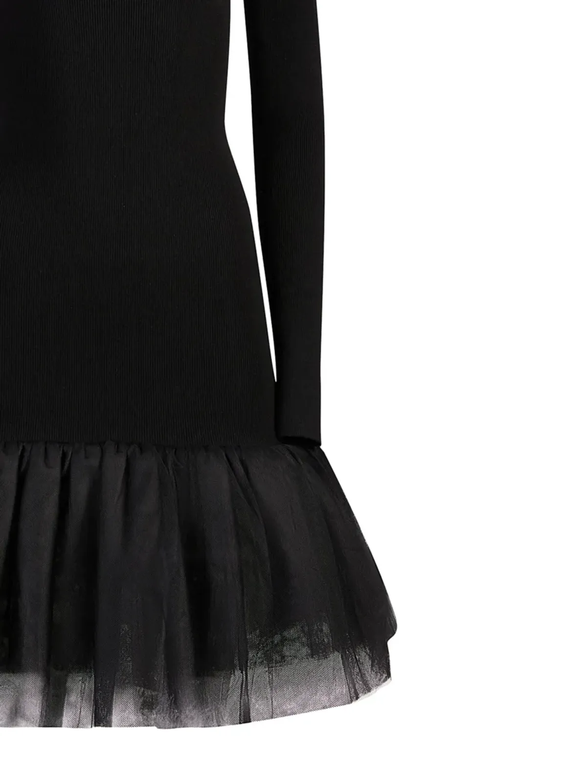 Nina Ricci ブラックのスウィートハートネック チュールパネル ドレス - 画像4