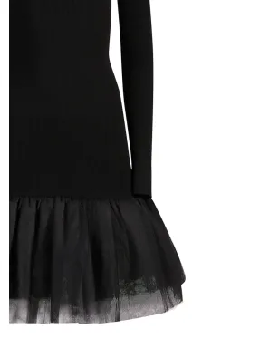 Nina Ricci ブラックのスウィートハートネック チュールパネル ドレス - サムネイル4