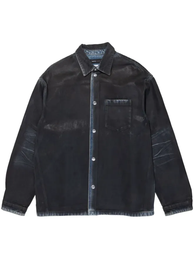 Purple Brand Purple Brand ロゴエンボス加工のコーティングシャツジャケット - ブラックの商品画像