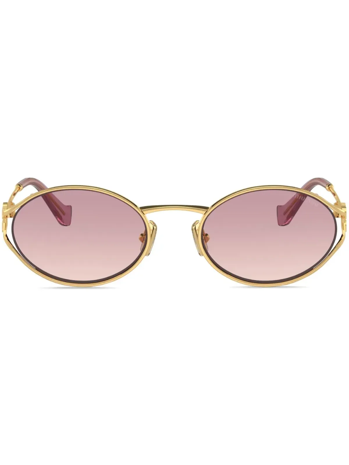 Miu Miu Eyewear オーバルフレーム グラデーションレンズ サングラス - Gold - 画像1