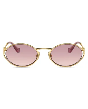 Miu Miu Eyewear オーバルフレーム グラデーションレンズ サングラス - Gold - サムネイル1