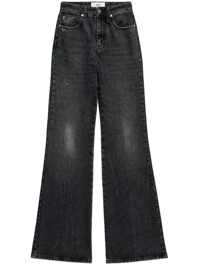 AMI Paris AMI Paris ミッドライズ・ワイドレッグパンツ - ブラックの商品画像