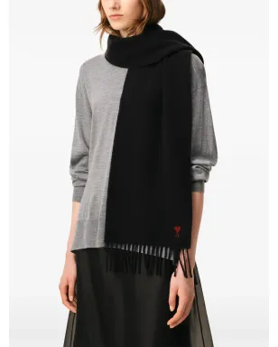 AMI Paris Ami De Coeur ウール ブラック スカーフ - サムネイル4
