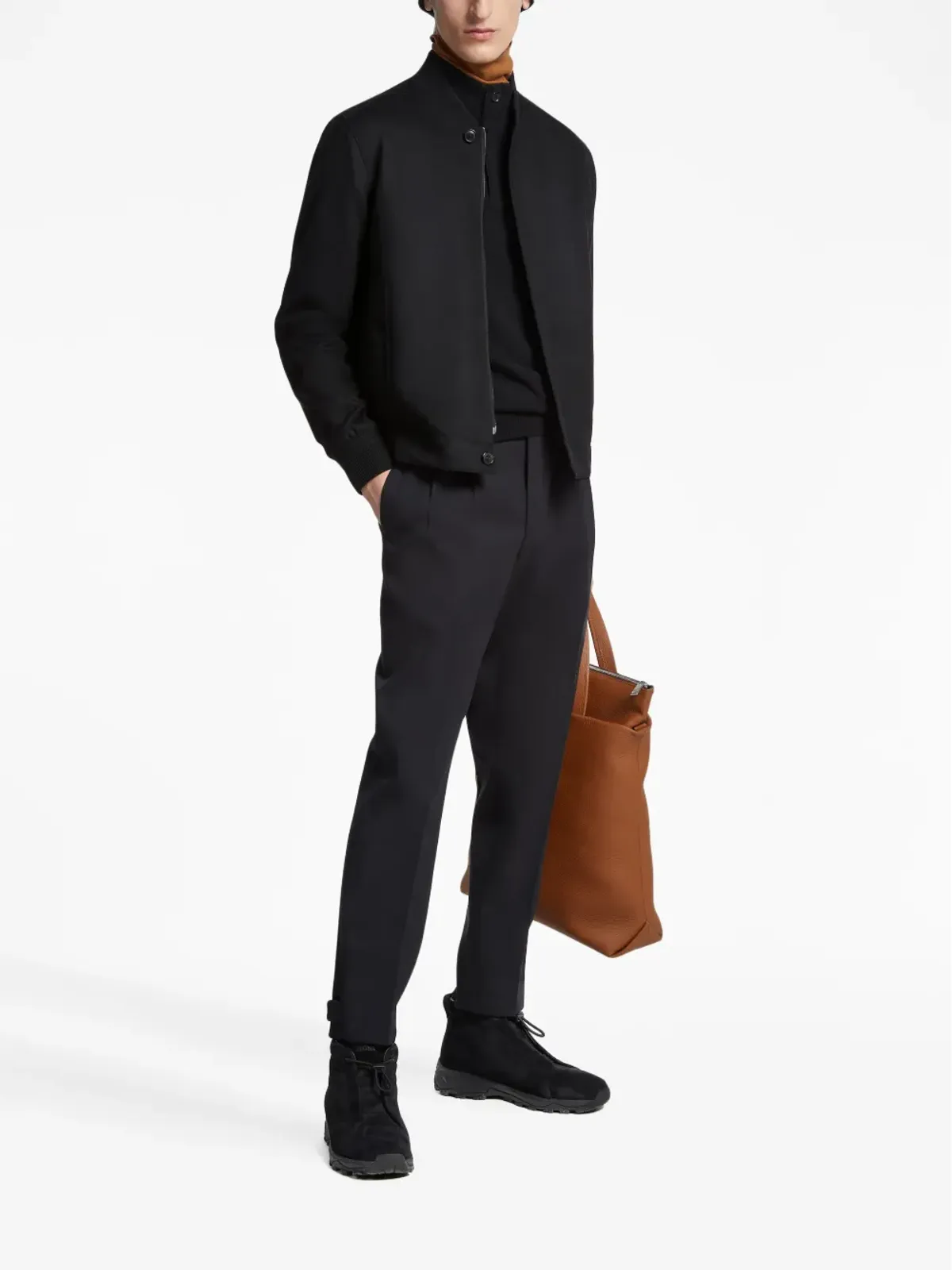 Zegna エレメンツ オアジ カシミア ボンバー ジャケット ブラック - 画像2