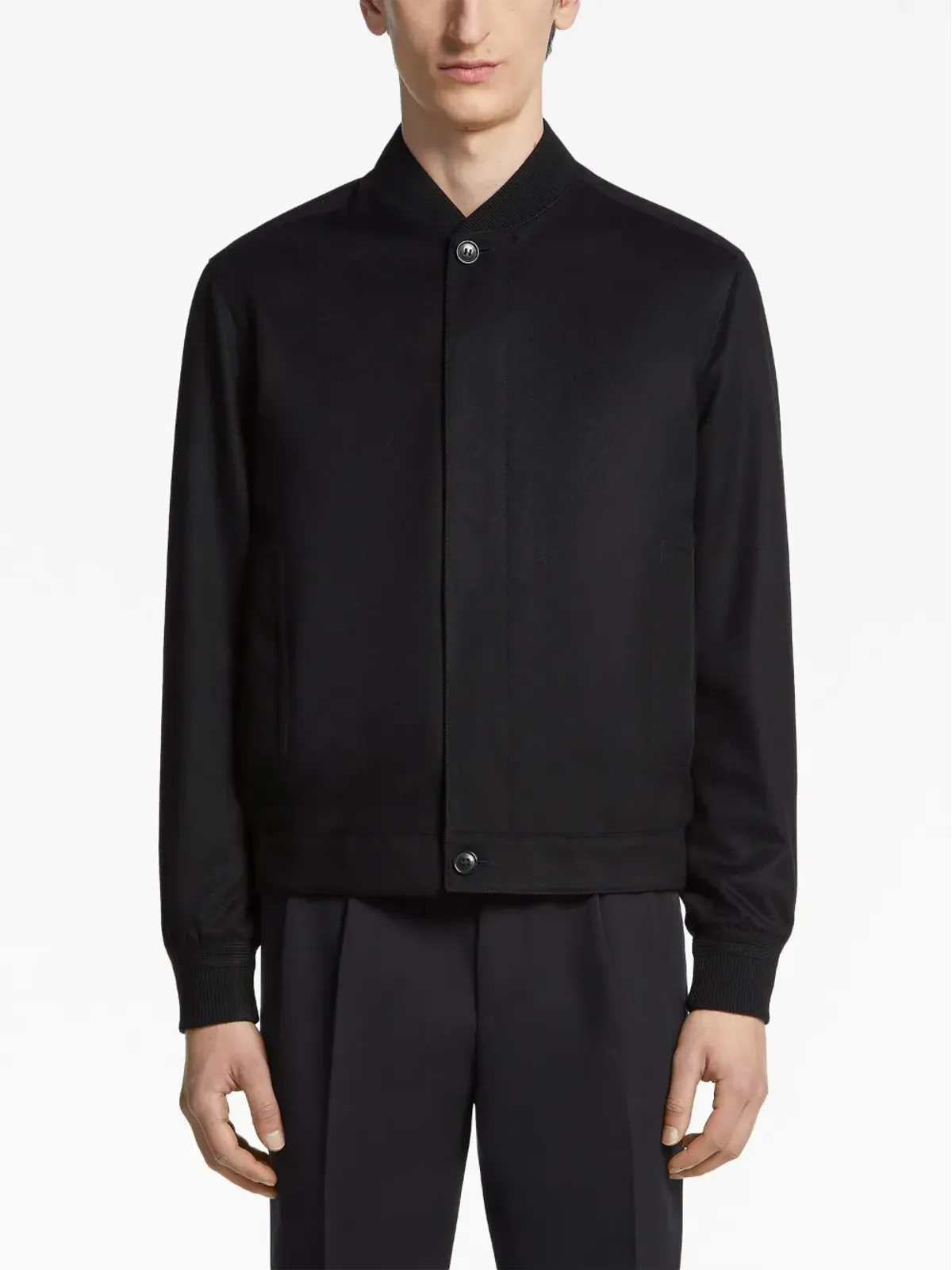 Zegna エレメンツ オアジ カシミア ボンバー ジャケット ブラック - 画像3