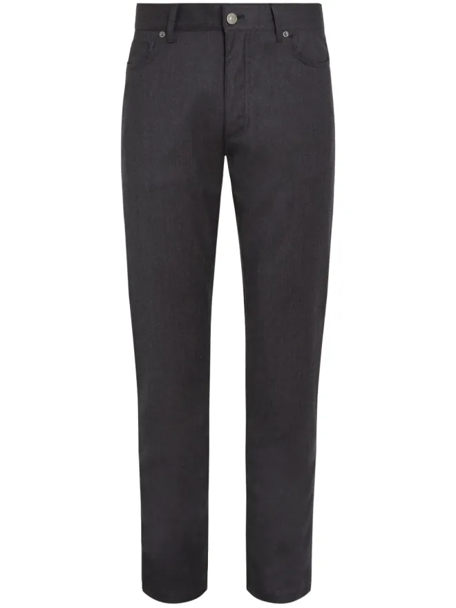 ZEGNA Zegna ロッチャ ストーンウォッシュ ウールパンツ ブラックの商品画像
