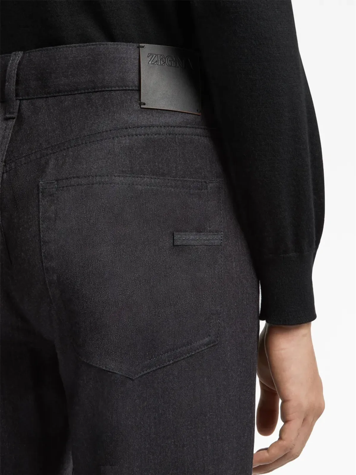 Zegna ロッチャ ストーンウォッシュ ウールパンツ ブラック - 画像5