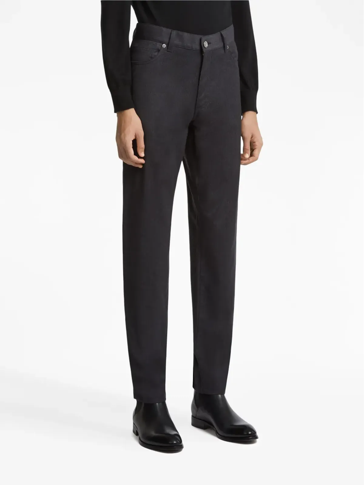 Zegna ロッチャ ストーンウォッシュ ウールパンツ ブラック - 画像2