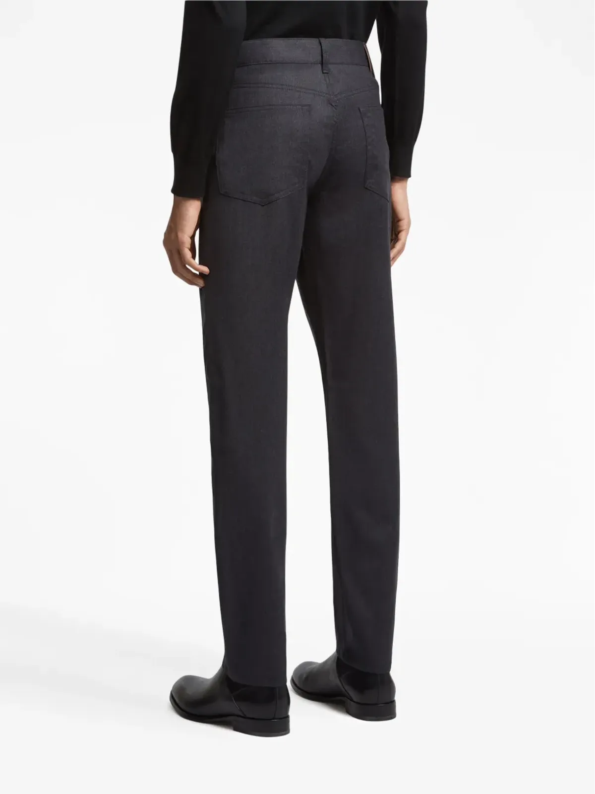 Zegna ロッチャ ストーンウォッシュ ウールパンツ ブラック - 画像3