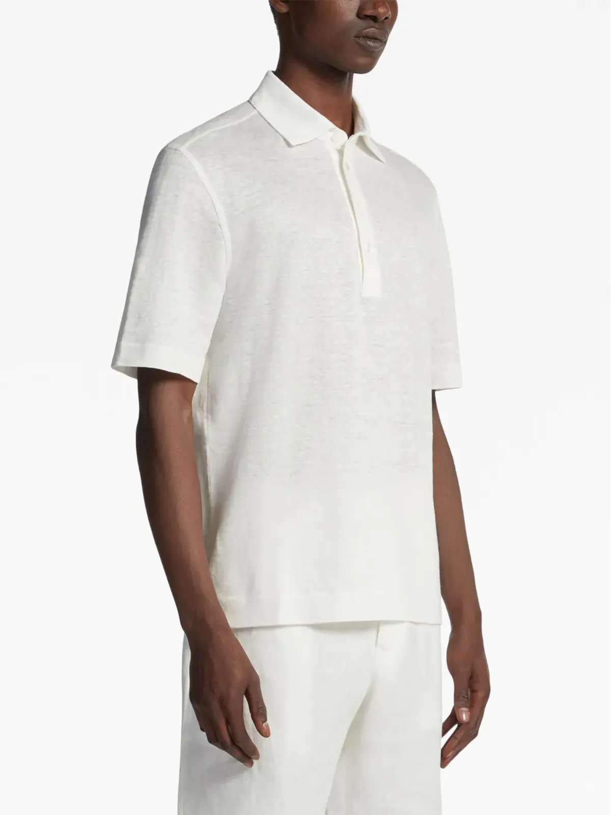 Zegna リネン半袖ポロシャツ - 画像2