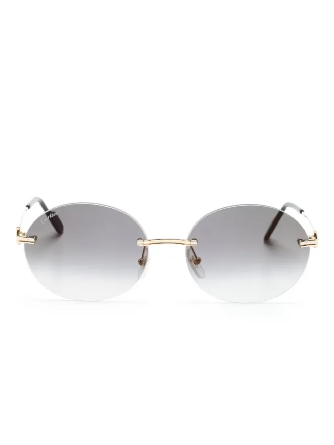 Cartier Eyewear Cartier Eyewear メタリックオーバルフレーム サングラス - ゴールドの商品画像