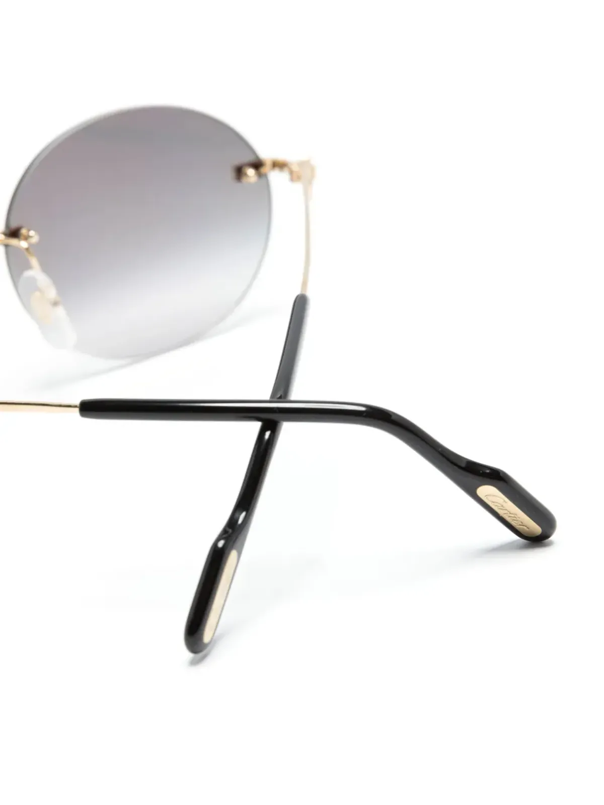 Cartier Eyewear メタリックオーバルフレーム サングラス - ゴールド - 画像3