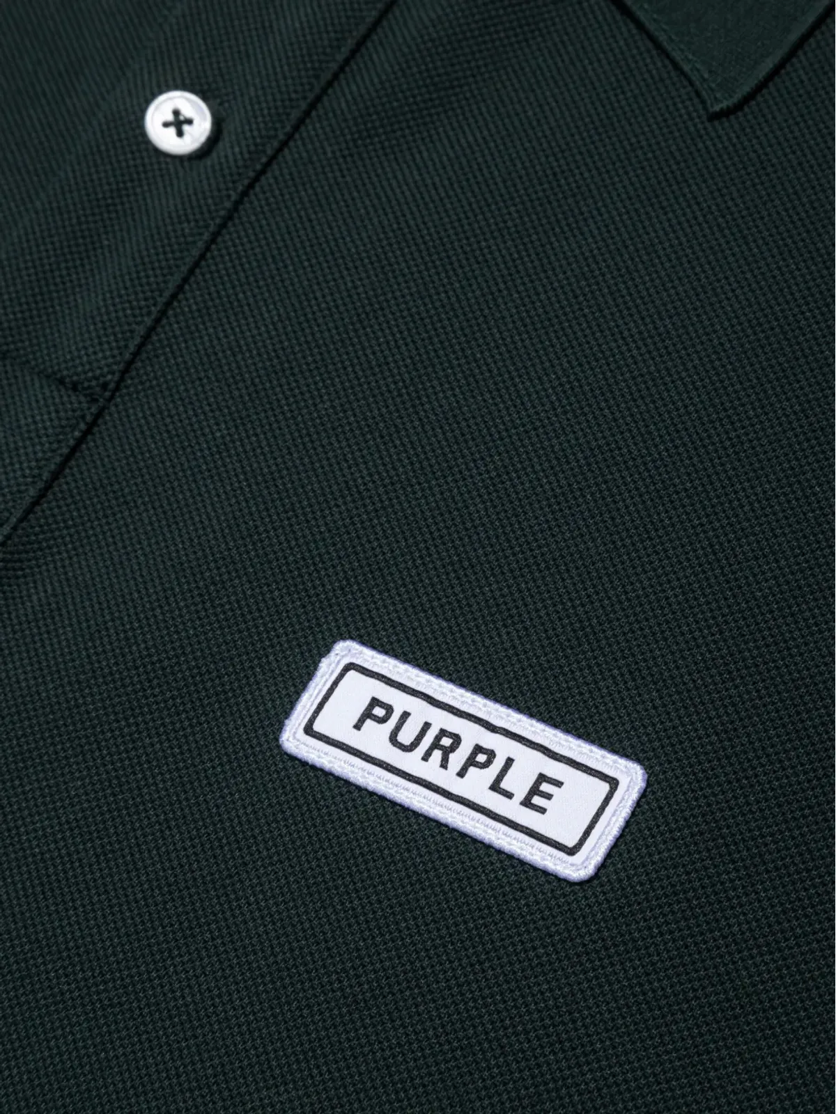 Purple Brand ロゴパッチ付きピケポロシャツ - 画像2
