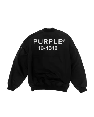 Purple Brand Poly logo-print bomber jacket - Black - サムネイル2