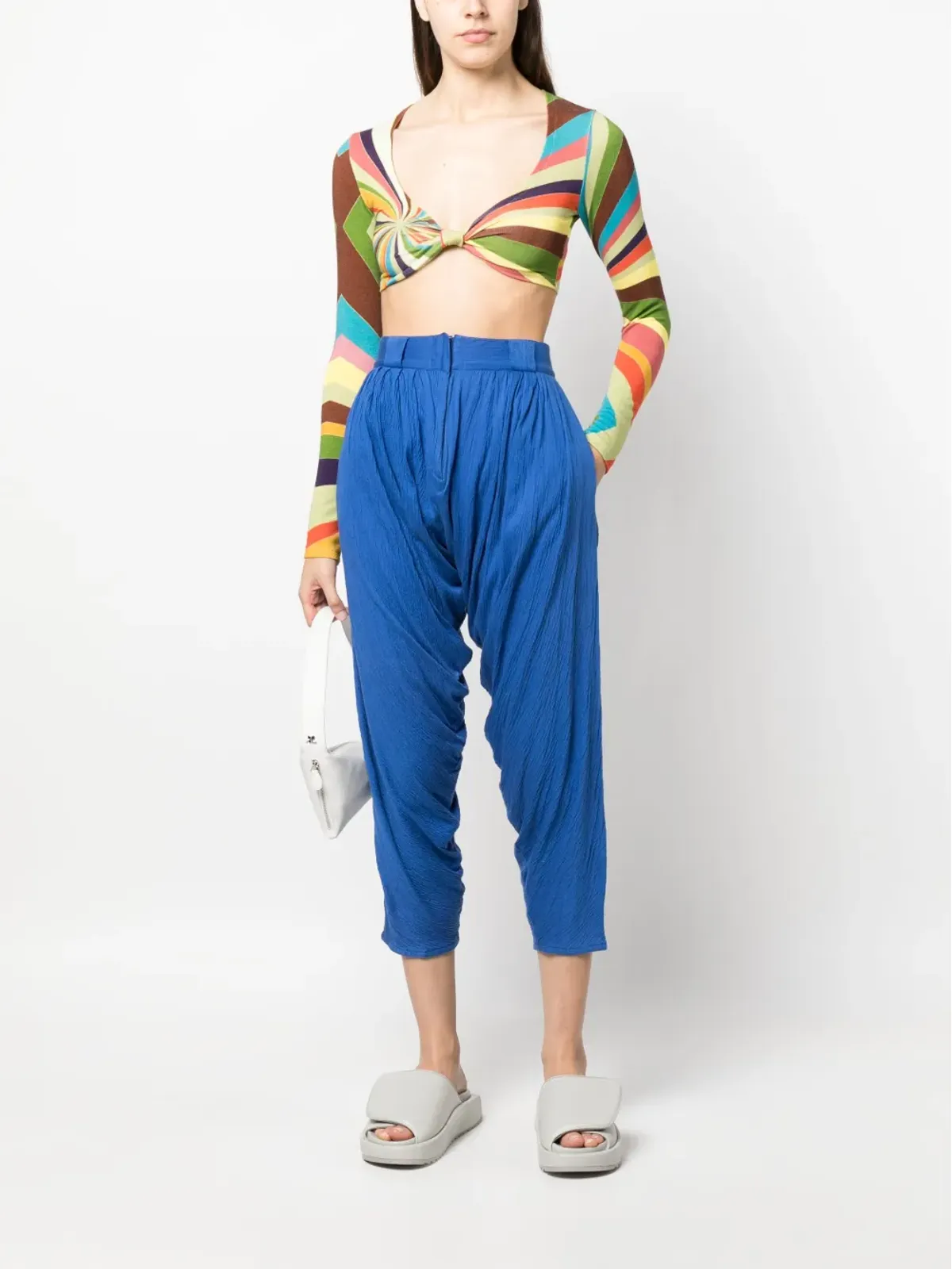 Versace Vintage 1970年代 ドレープクロップドパンツ（ブルー） - 画像2