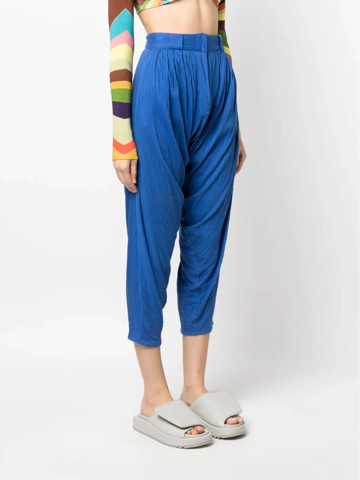 Versace Vintage 1970年代 ドレープクロップドパンツ（ブルー） - 画像3