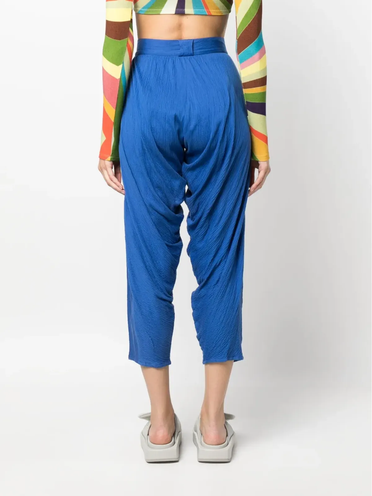 Versace Vintage 1970年代 ドレープクロップドパンツ（ブルー） - 画像4