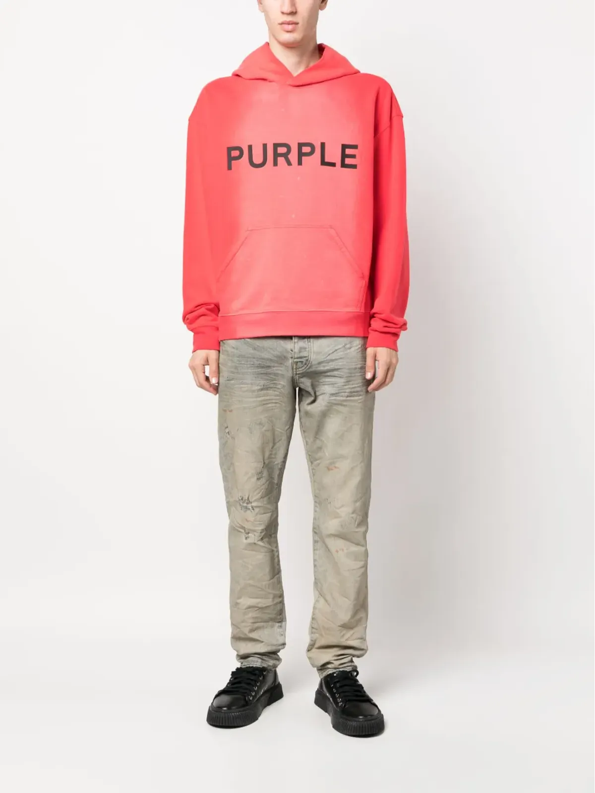 Purple Brand ロゴプリント コットン フーディー - 画像2