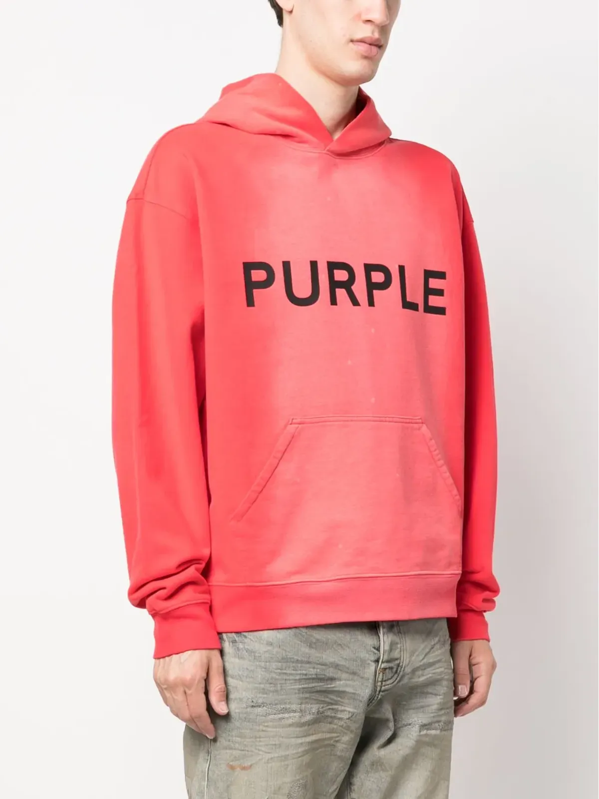 Purple Brand ロゴプリント コットン フーディー - 画像3