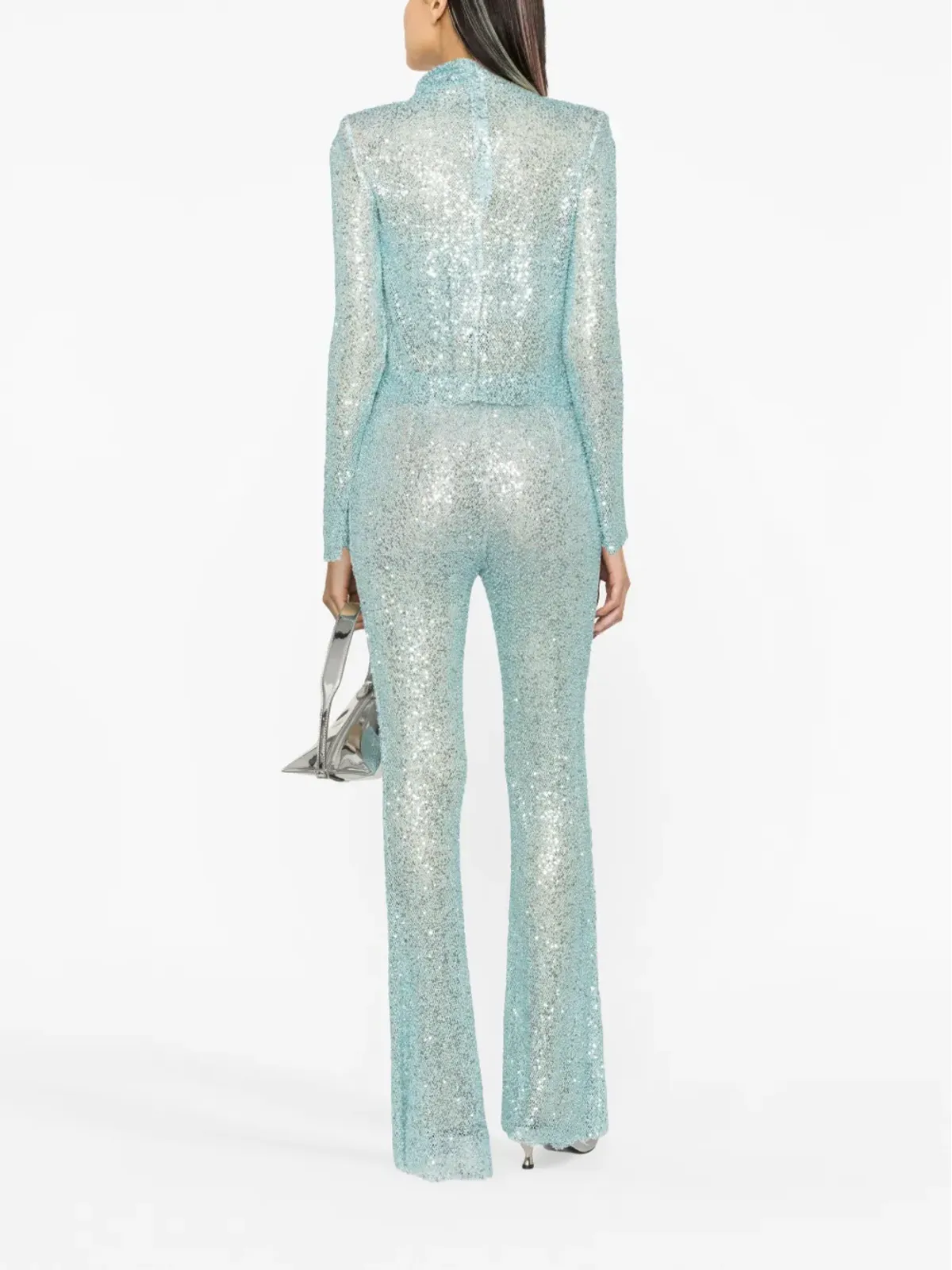 Self-Portrait sequin-embellished mesh trousers - Blue - 画像4