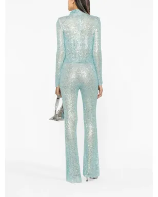 Self-Portrait sequin-embellished mesh trousers - Blue - サムネイル4