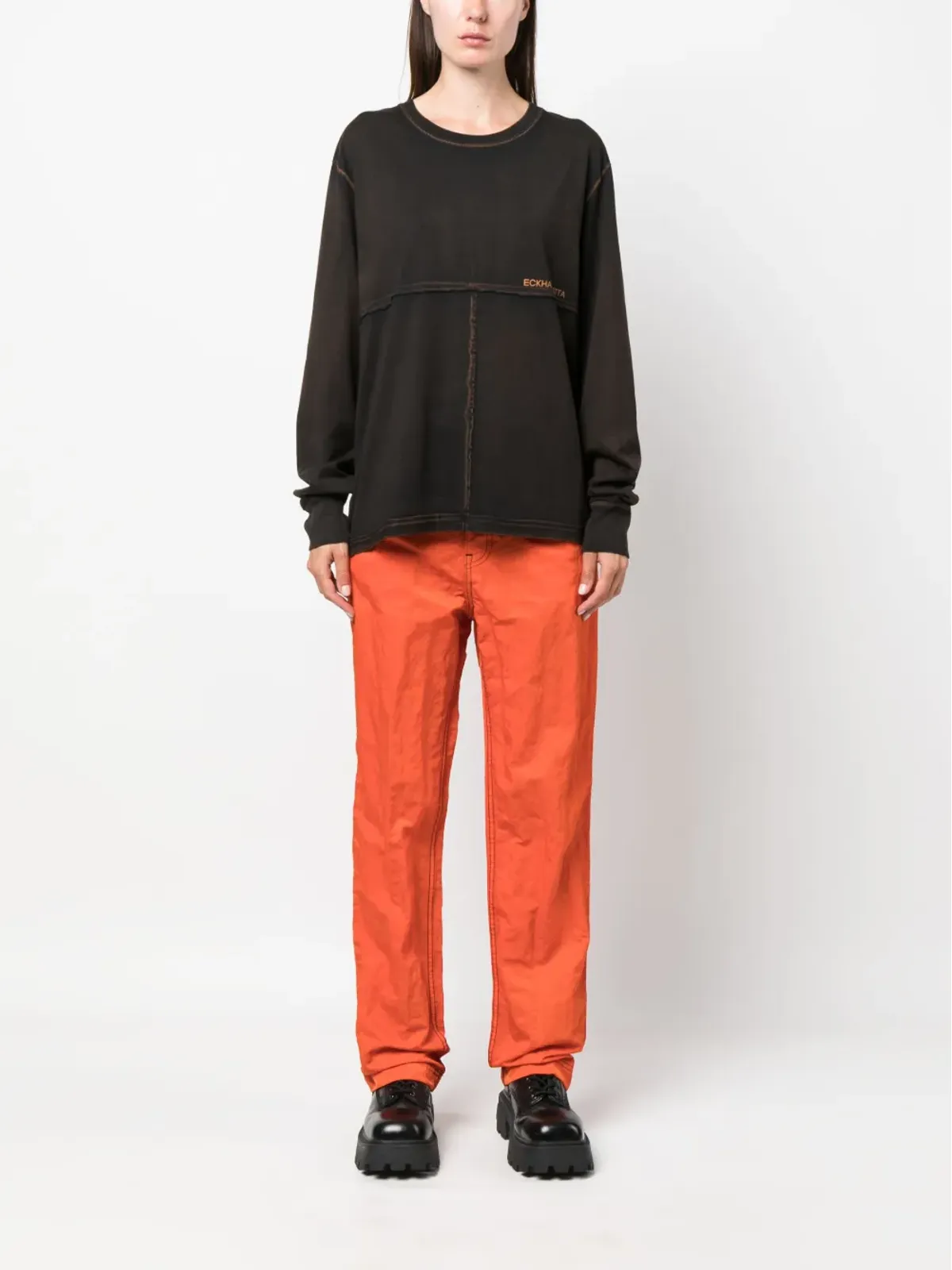 Eckhaus Latta シワ加工ストレートパンツ - レッド - 画像3