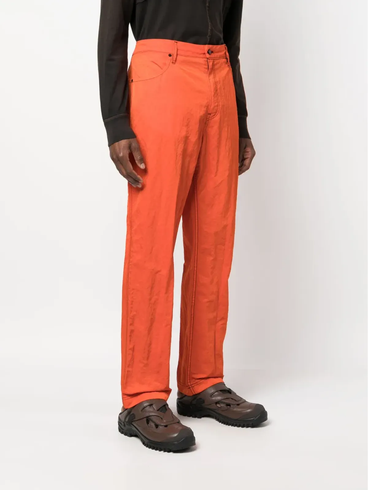 Eckhaus Latta シワ加工ストレートパンツ - レッド - 画像4