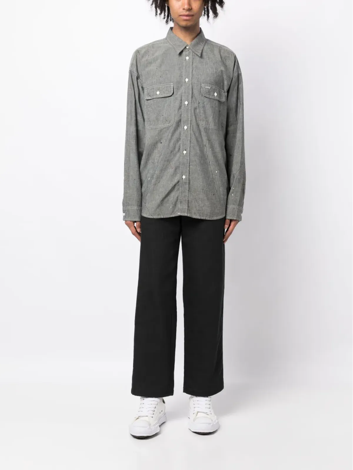 visvim ロゴプリント ペイントスプラッターシャツ - 画像2