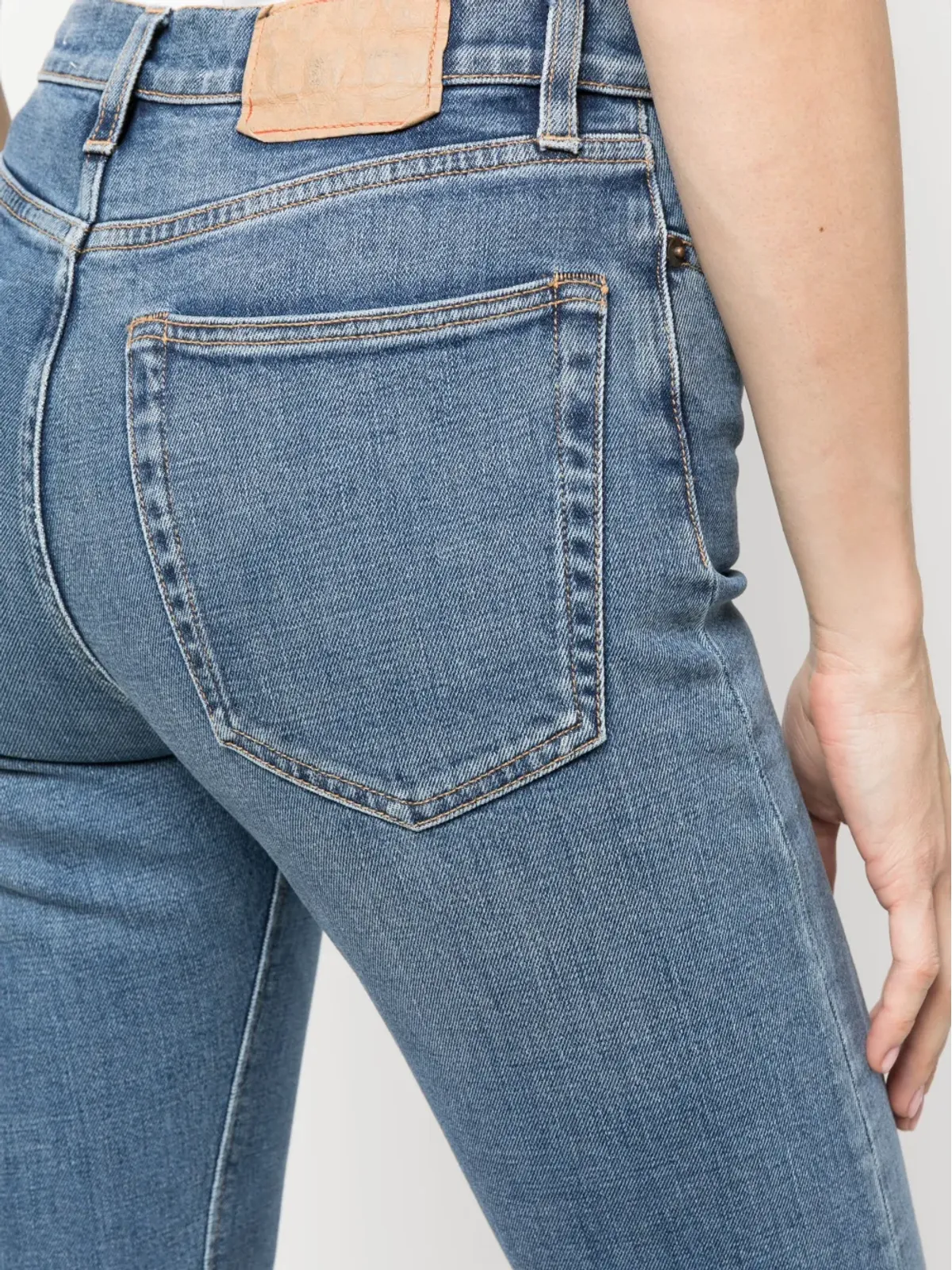 Jeanerica クラシック ハイウエスト クロップド ジーンズ ブルー - 画像5