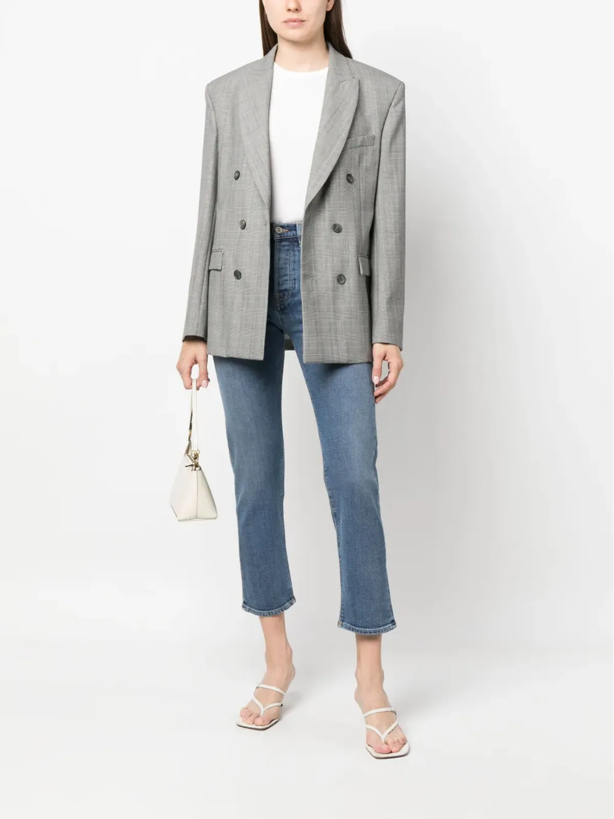 Jeanerica クラシック ハイウエスト クロップド ジーンズ ブルー - 画像2