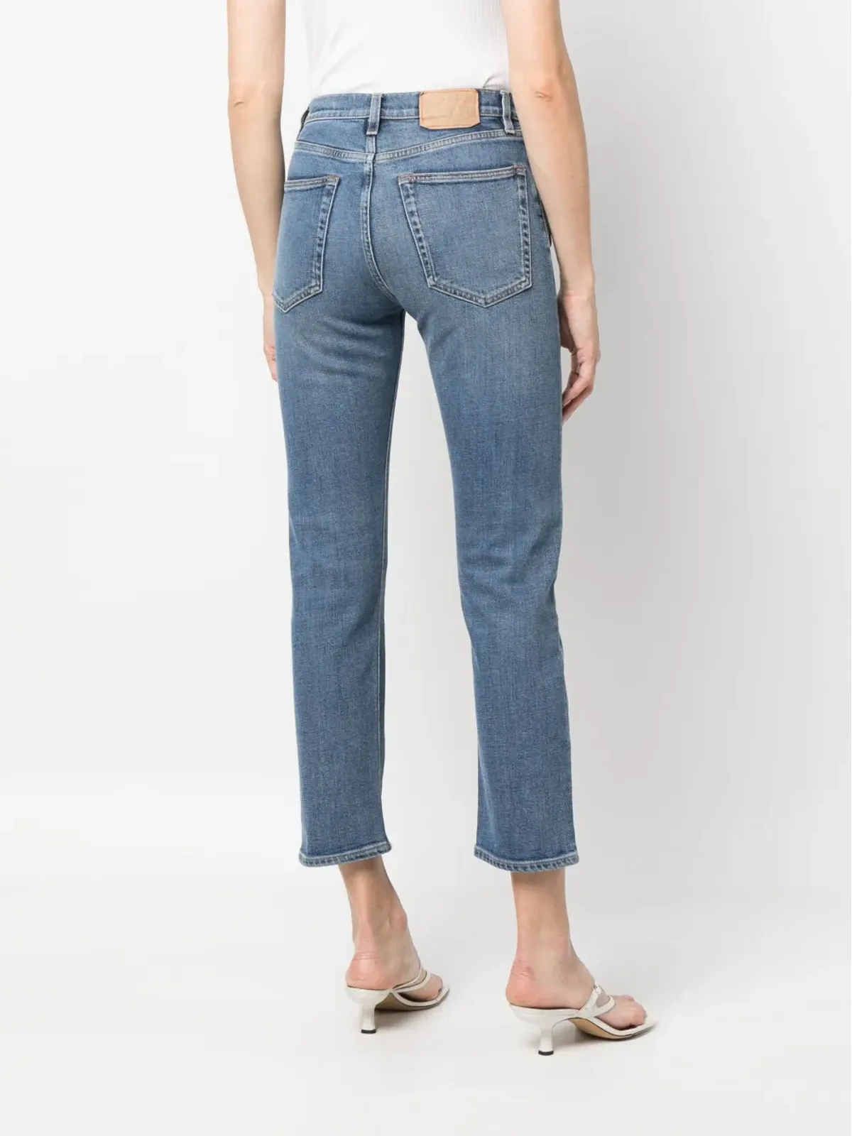 Jeanerica クラシック ハイウエスト クロップド ジーンズ ブルー - 画像4