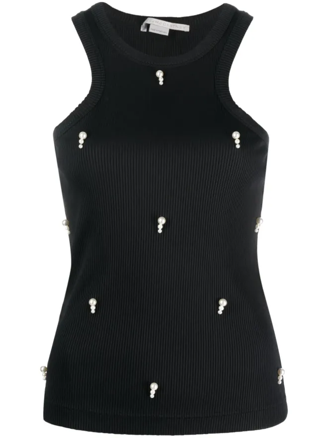 Stella McCartney Stella McCartney パール付きリブ編みタンクトップ ブラックの商品画像