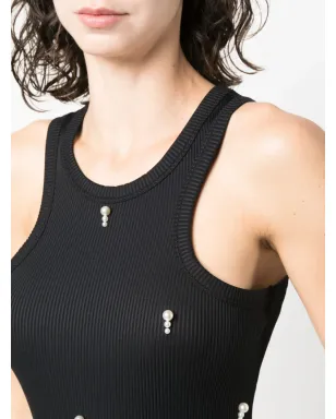 Stella McCartney パール付きリブ編みタンクトップ ブラック - サムネイル5