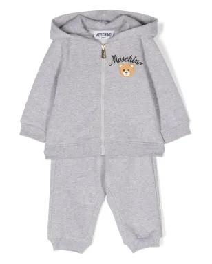 Moschino Kids teddy-bear print cotton tracksuit - Grey - サムネイル1