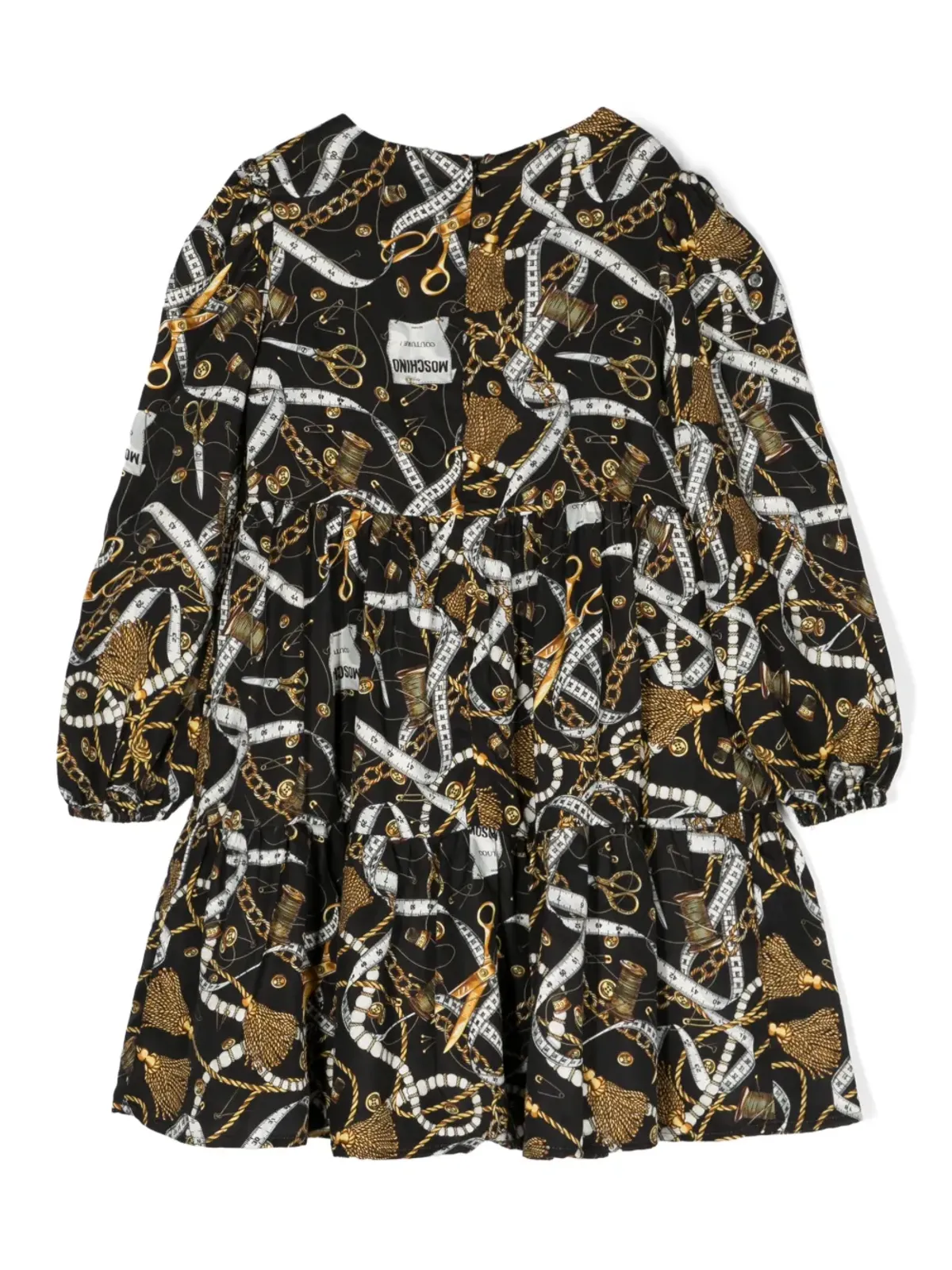 Moschino Kids チェーンリンクプリント長袖ドレス - ブラック - 画像2