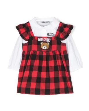 Moschino Kids テディベアモチーフ チェック柄ドレス - サムネイル1