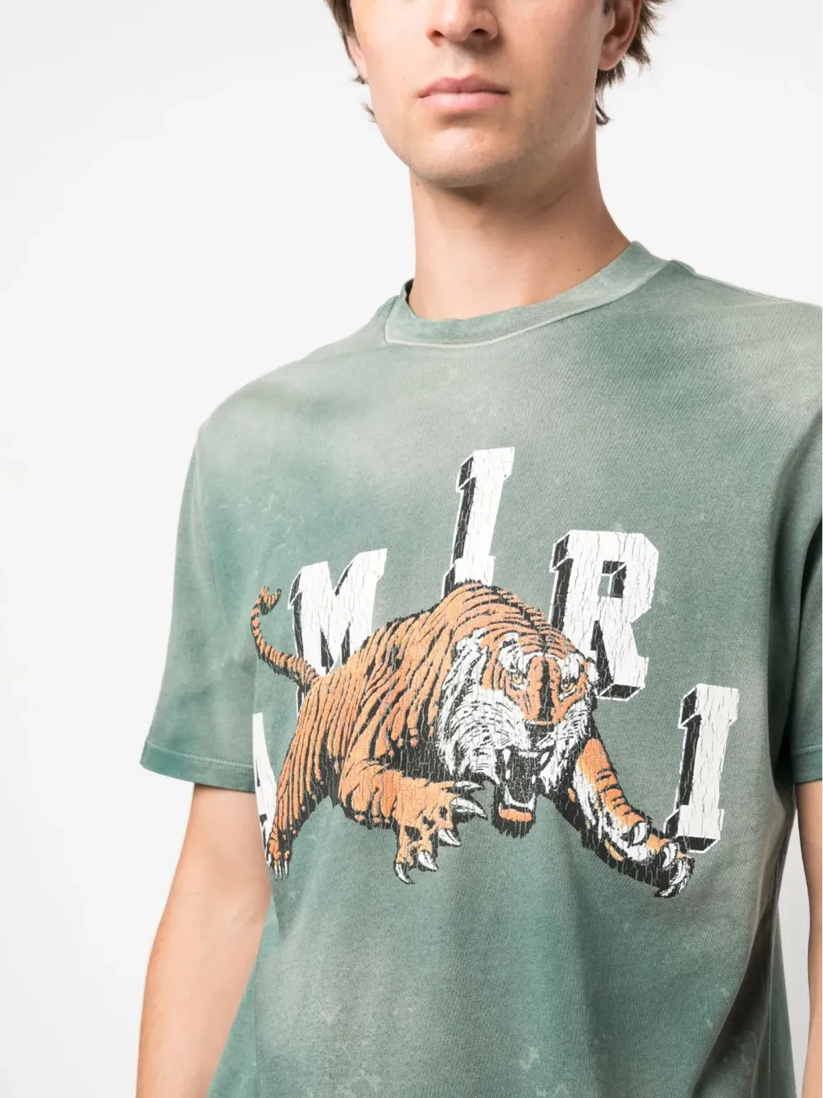 AMIRI ヴィンテージ タイガー 半袖 Tシャツ - グリーン - 画像5