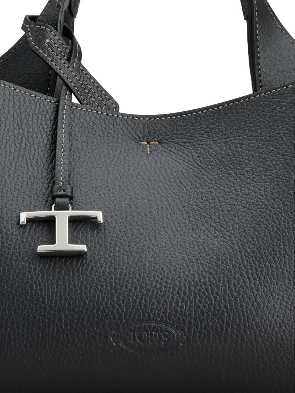 Tod's ロゴプレート付きレザー トートバッグ - 画像4